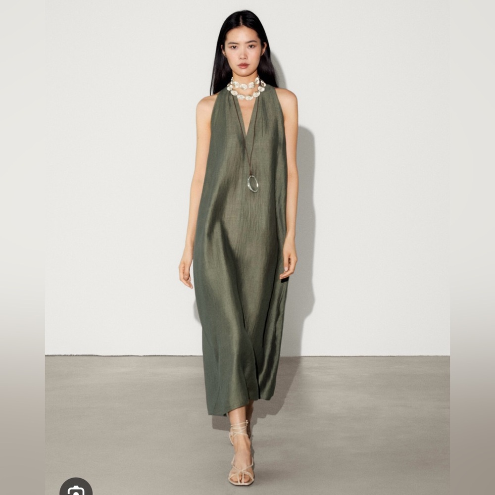 Massimo Dutti Deep Green A-Line Dress